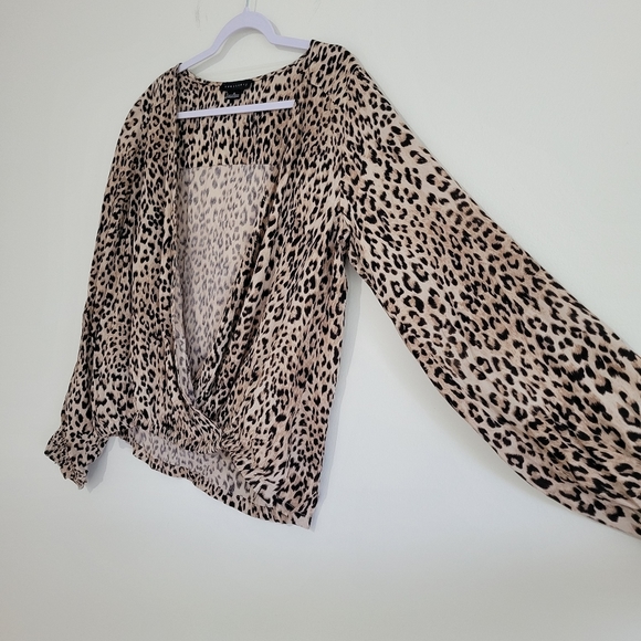 Sanctuary Leopard Animal-print Boho Retro‎ Wrap V neck Blouse Top S - Picture 6 of 9